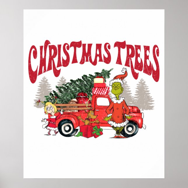 Poster árvores de natal frescas da fazenda grinch (Frente)