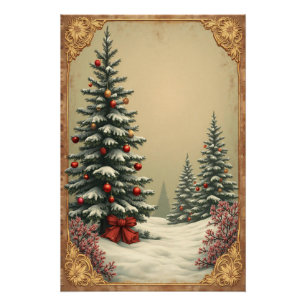 Póster Árvores de Natal na Neve