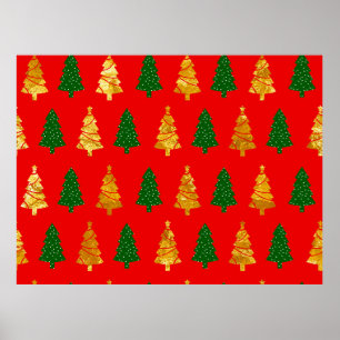 Poster Árvores de pinheiro abstrato com Textura de Folha 