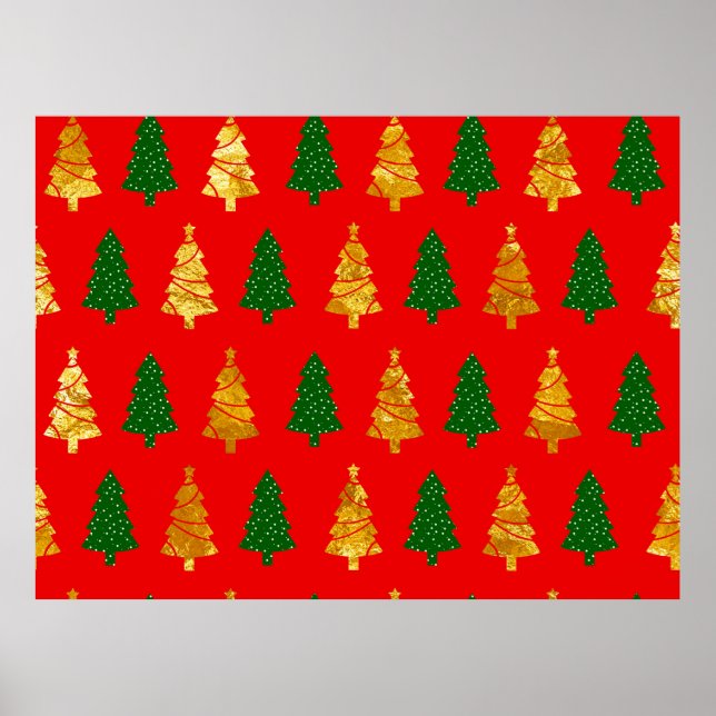 Poster Árvores de pinheiro abstrato com Textura de Folha  (Frente)