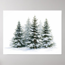 Poster Árvores de Pinheiro de Inverno