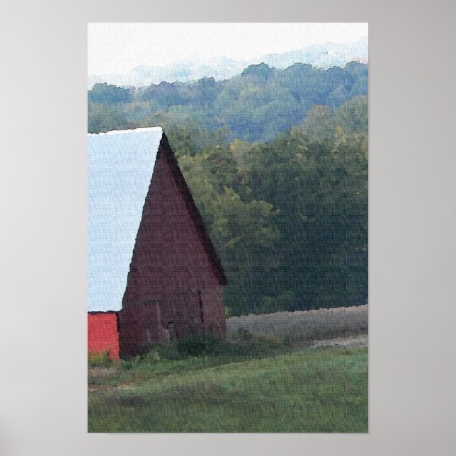 Póster Árvores do outono do Red Barn (Frente)
