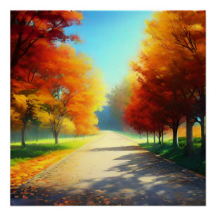 Póster Árvores do outono na Floresta