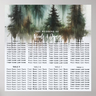 Poster Árvores em Aquarela Assento de Casamento Rústico S