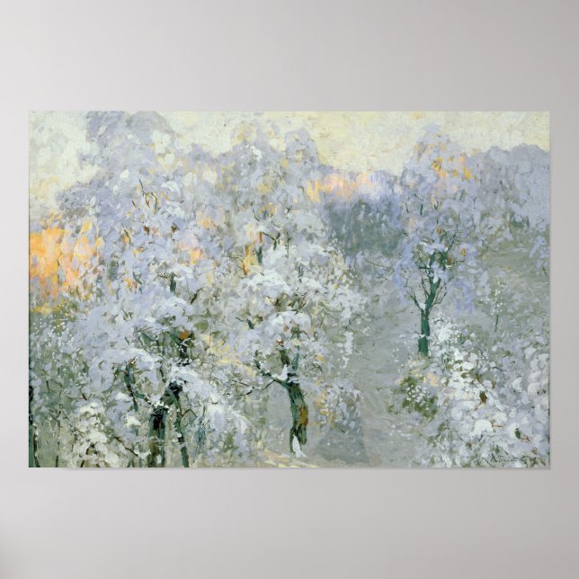 Póster Árvores em Wintry Silver, 1910 (Frente)