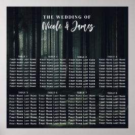 Poster Árvores Escuras e Sombrias da Floresta ao Anoitece