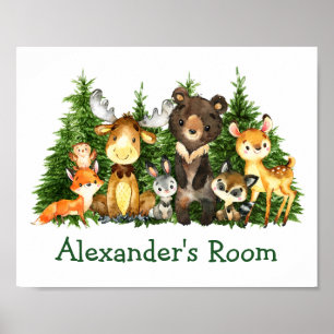 Poster Árvores Florestais de Animais da Floresta de Core