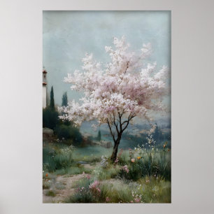Poster Árvores Floridas Impressão, Campo de Primavera Ant