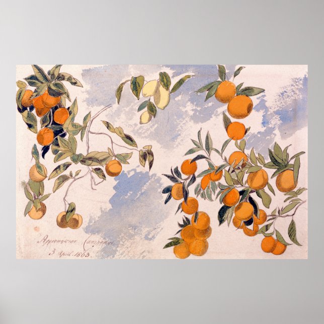 Poster Árvores frutas - Edward Lear (Frente)