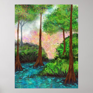 Poster Árvores Mágicas Coloridas Céu