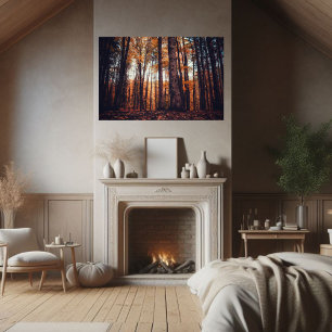 Poster Árvores ouros Tarde de outono Preguiçosa