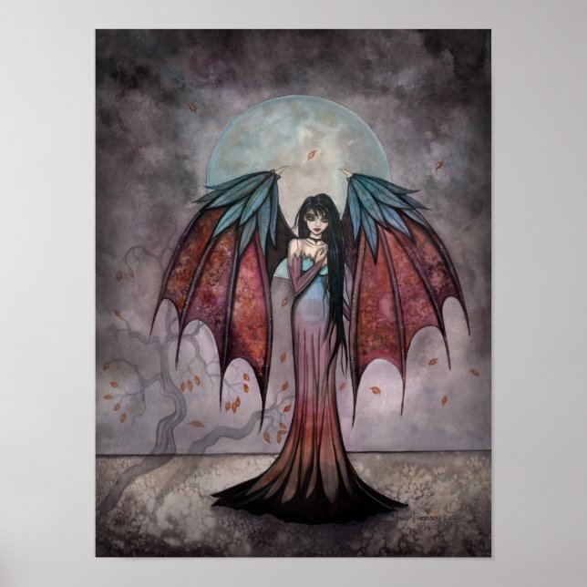 Poster Árvores Sombrias Arte Gótica de Fada Vampira (Frente)