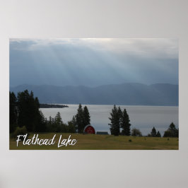 Poster Árvores Vermelhas Shore Lake Flathead de Montana