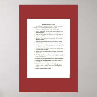 Poster As 13 Virtudes de Ben Franklin