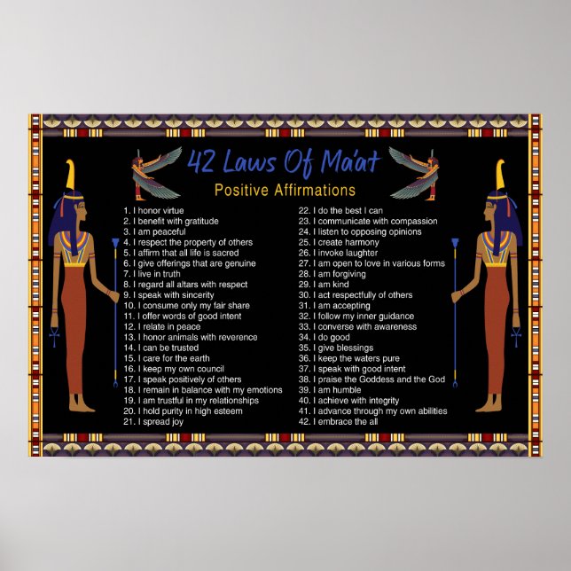Poster As 42 Leis Da Matéria - Afirmações Positivas (Frente)