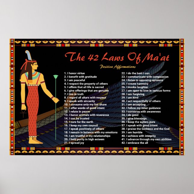 Poster As 42 Leis Da Matéria - Afirmações Positivas Poste (Frente)