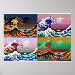 Póster As 4 grandes ondas de Kanagawa