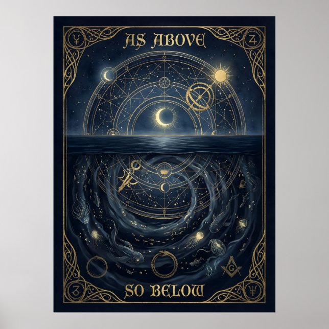 Poster  As Above So Below Hermetic Alchemy Celestial  (Frente)