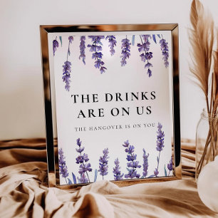 Poster As Bebidas de Lavanda Floral Elegantes estão sobre