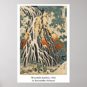Poster As cachoeiras Kirifuri de Hokusai