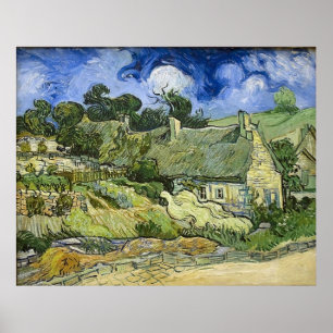 Póster As casas de campo Thatched de Van Gogh em