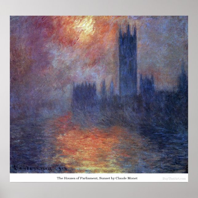 Póster As Casas do Parlamento, por Claude Monet (Frente)