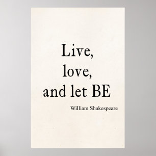 Póster As citações de Shakespeare vivas, o amor, e