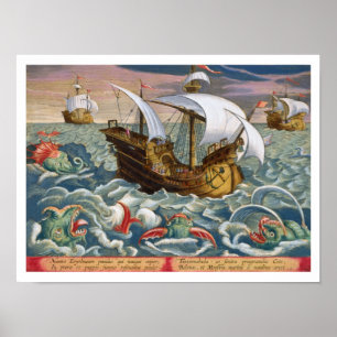 Póster As criaturas do mar da caça, chapeiam 84 'de