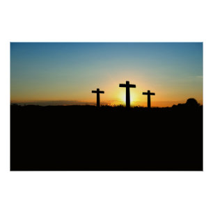 Póster As cruzes da crucificação no por do sol