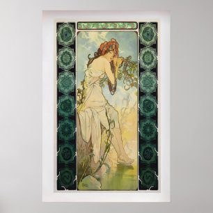 Poster As Estações Verão por Alphonse Mucha Arte Vintage