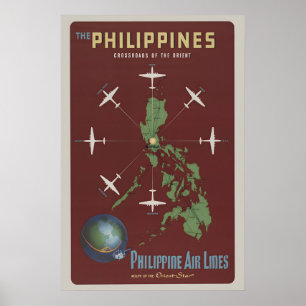Poster As Filipinas Cruzamento do Oriente Década de 1950