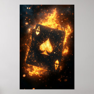 Poster Ás Flamejante De Espadas