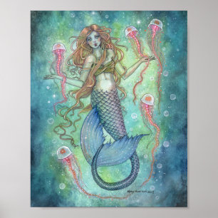 Poster As geléias sereia e arte da fantasia das medusa
