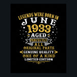 Poster As Legendas Eram Nasceres Em Junho De 1933 Com 89<br><div class="desc">As Lendas Foram Nasceres Em Junho De 1933, Com 89 Anos De Idade, 89º Presente De Aniversário. Presente perfeito para seu pai, mãe, pai, homens, mulheres, amigos e familiares no Dia de Ação de Graças, Dia de Natal, Dia de as mães, Dia de os pais, 4 de julho de 1776...</div>