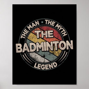 Poster As Lendas do Badminton Retro Shuttle Badminton Mas