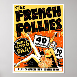 Poster As Loucuras Francesas, 1930. Pin-up Antigo