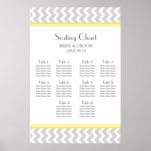 Poster As mesas da carta 10 do assento amarelam Chevron