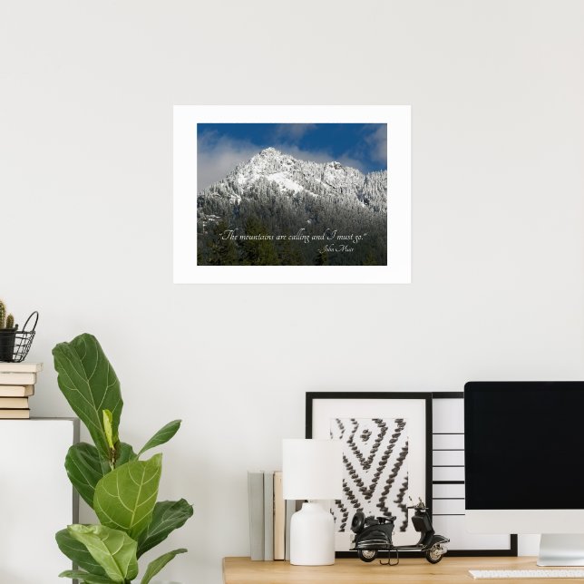 Poster As montanhas estão chamando de Cota Snowy Mountain (Escritório em casa)