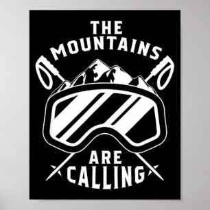 Poster As montanhas estão chamando esqui - óculos de esqu