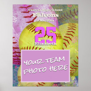 Póster As mulheres adicionam sua foto do time de softball