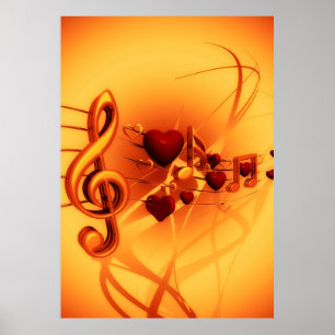 Poster As notas limpas adoram música cardíaca