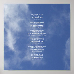 Poster As nuvens e o Céu-Don't azul Weep para mim o poem