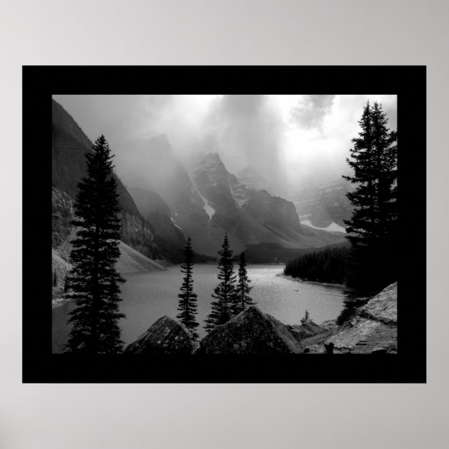 Póster As nuvens se rompem (bordadas) em preto e branco (Frente)