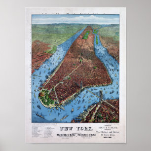 Póster As opiniões aéreas do vintage de New York