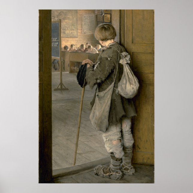 Poster Às portas da escola por Bogdanov-Belsky (Frente)