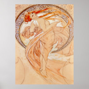Poster As quatro artes - dança, vintage de Nouveau da