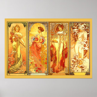 Poster As Quatro Estações - por Alfons Mucha