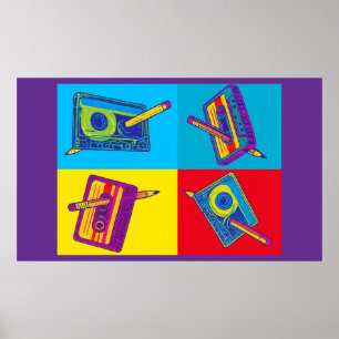 Poster As quatro fitas cassete 60 atendem à Pop art dos a