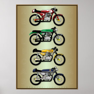 Póster As réplicas (poster da arte da motocicleta do