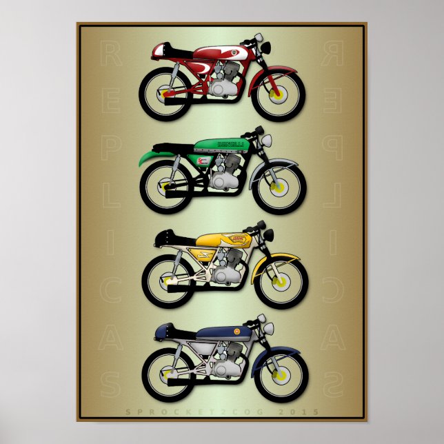 Póster As réplicas (poster de moto de cafe racer) (Frente)